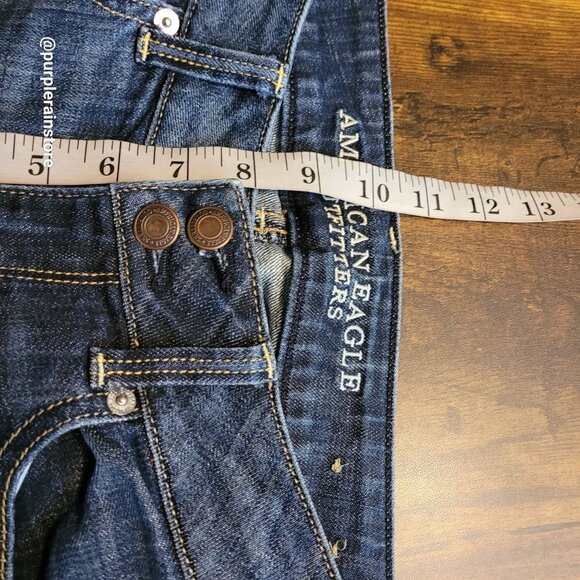 American Eagle Jeans 6 R Artist Crop Low Rise Medium Dark Wash Stretch Denim - Picture 8 of 12